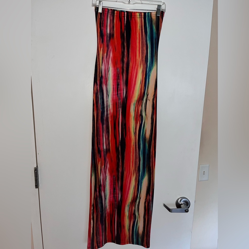 Multicolor Striped Strapless Maxi Dress